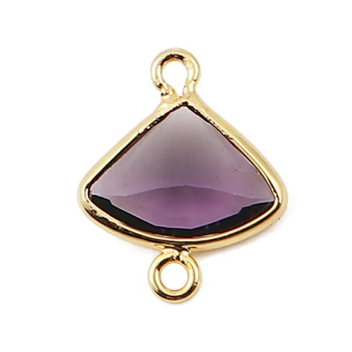 DoreenBeads Медь разъемы веерообразная 18 K, покрыто золотом, Фиолетовый Красный Стразы ювелирных украшений Hand-Made Подвески 13 мм x 11 мм(3/"), 3 предмета в комплекте - Цвет: 1