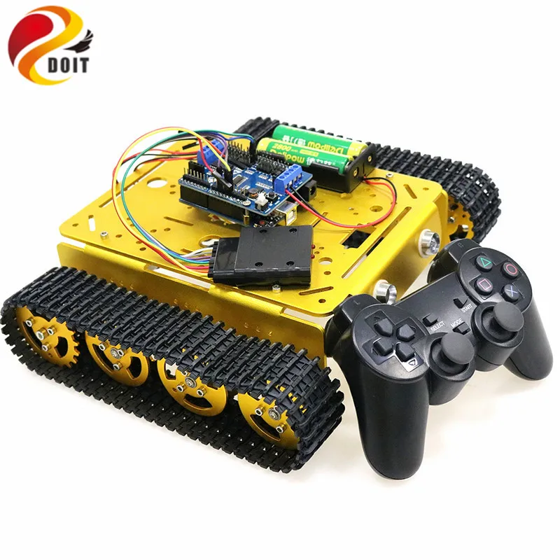 PS2 контроллер джойстика умный робот танк шасси с двойным двигателем 9 В