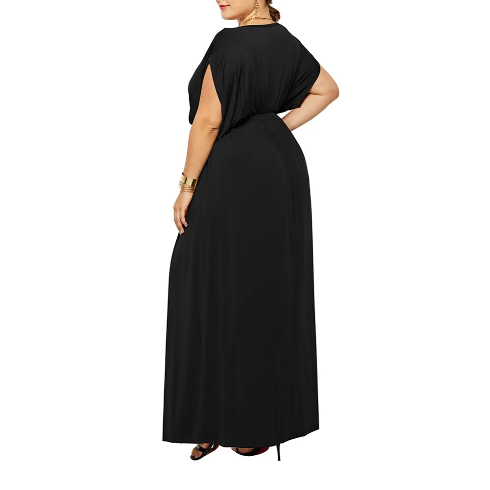 Женская мода летучая мышь рукав макси Warp платье для вечерние|Женские платья| |