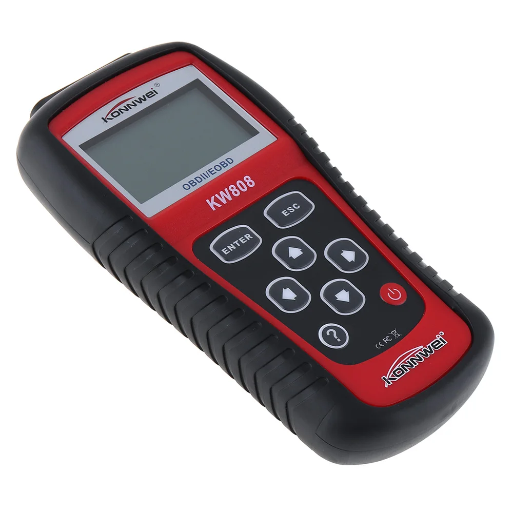 KONNWEI KW808 OBDII/EOBD многоязычный 12 в автомобильный диагностический инструмент декодирования неисправностей с черным Bge для США/Азии/Европы