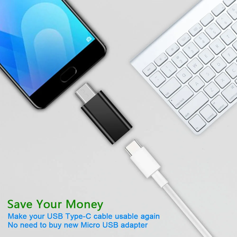 Ascromy USB C Женский к Micro Мужской синхронизации зарядный кабель адаптер для Samsung Galaxy S7