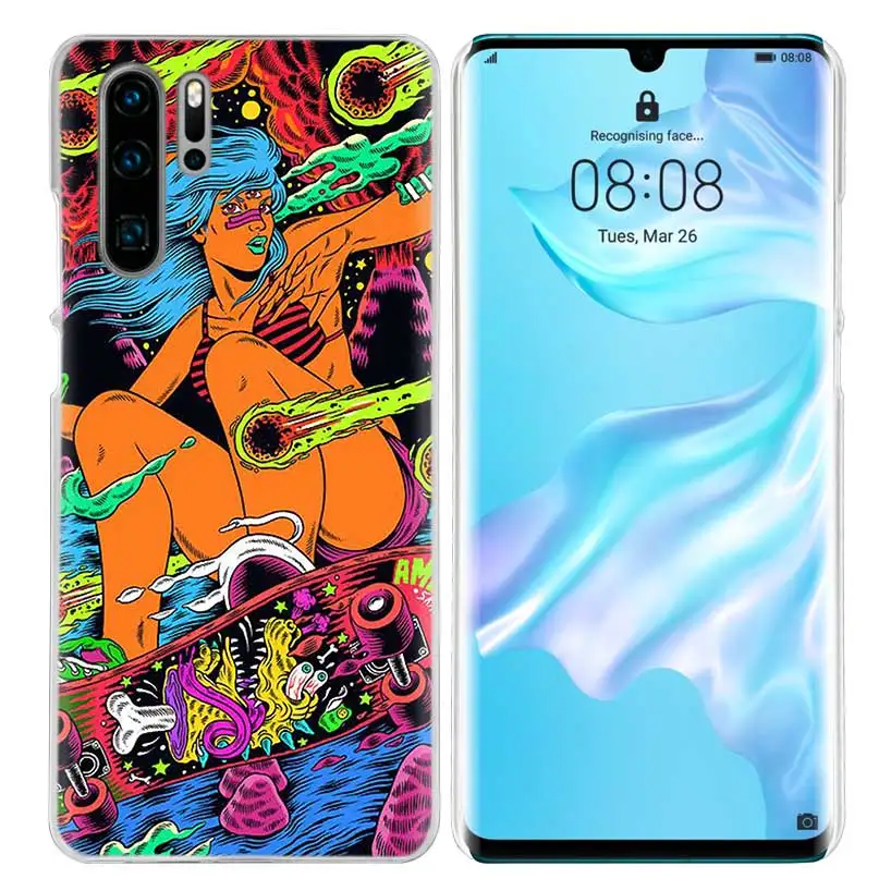 Neon Psychedelic Case for Huawei P20 P Smart Z Plus P30 P10 P9 P8 Mate 10 20 lite Pro Hard PC Luxury Phone Cover Coque