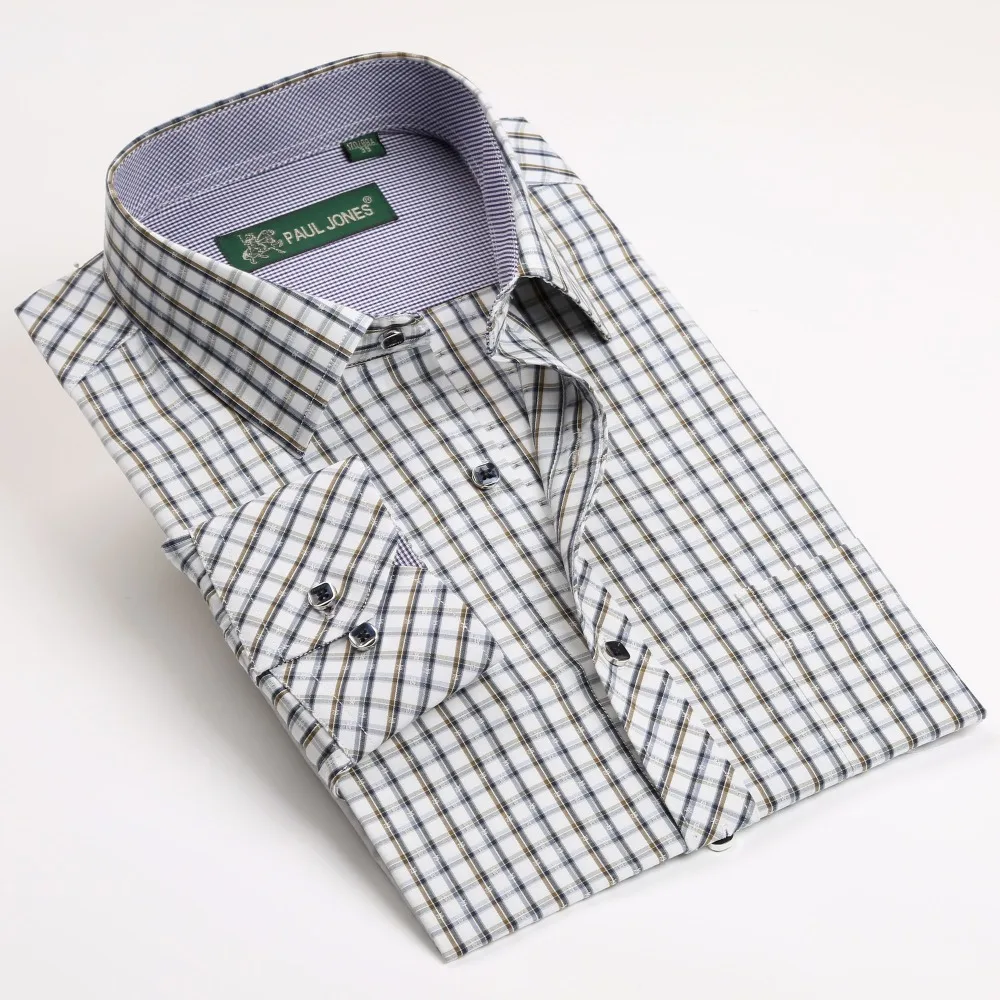 

2017 Autumn Classic Style Plaid Shirt Regular Fit Men Long Sleeve Shirt Men Small Plaid Cotton Casual Men Shirt Social