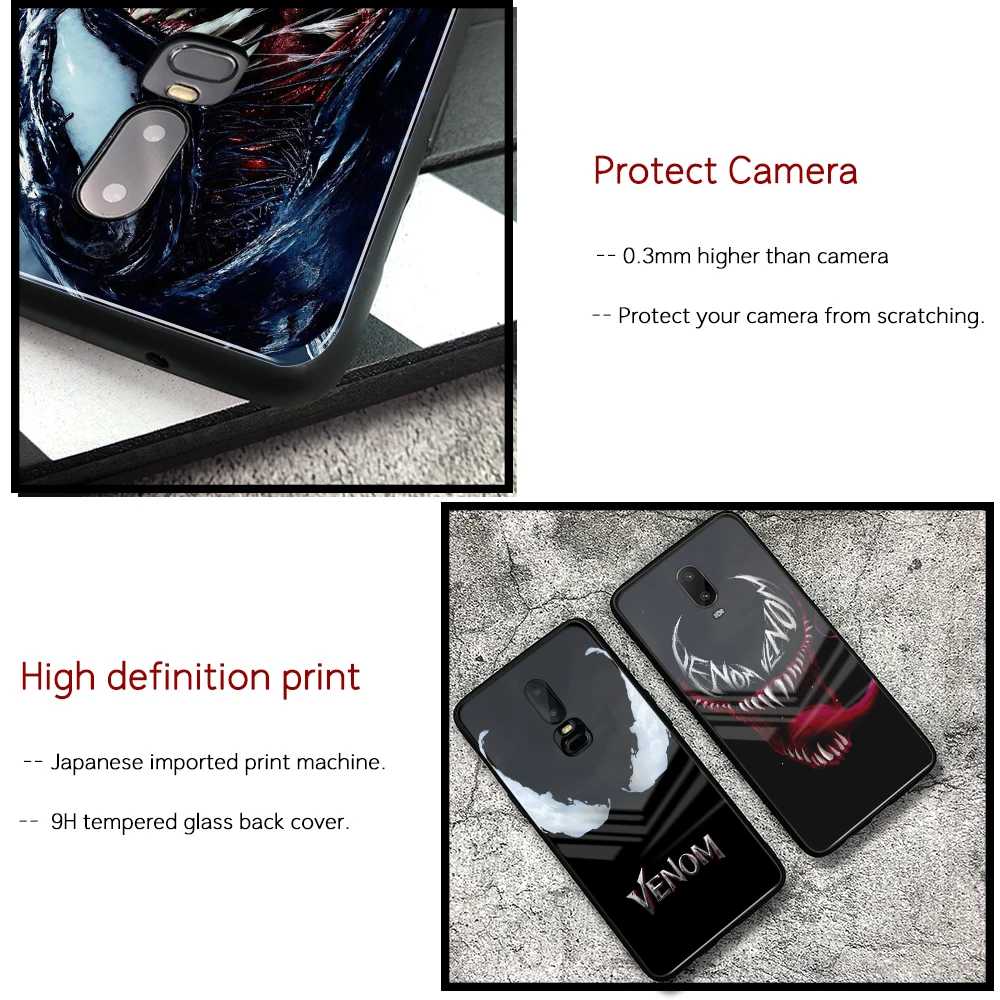 Чехол для Oneplus 6 стеклянная задняя крышка Venom t чехол 1 + 5 5t 6t 7 pro | Мобильные телефоны