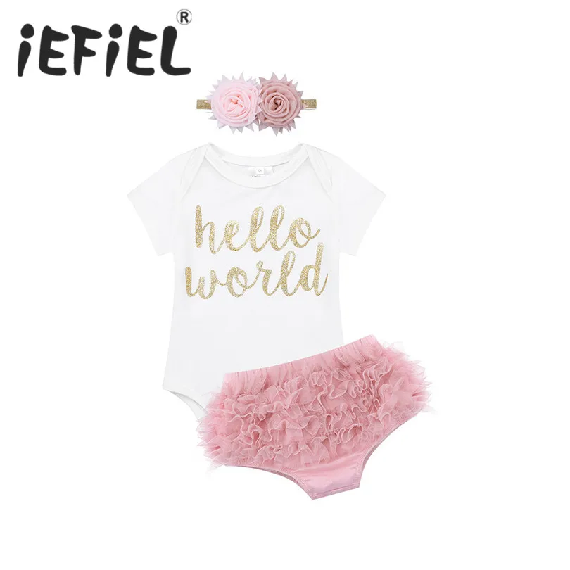 Iefiel для детей малышей маленьких девочек Hello World спортивный костюм наряд