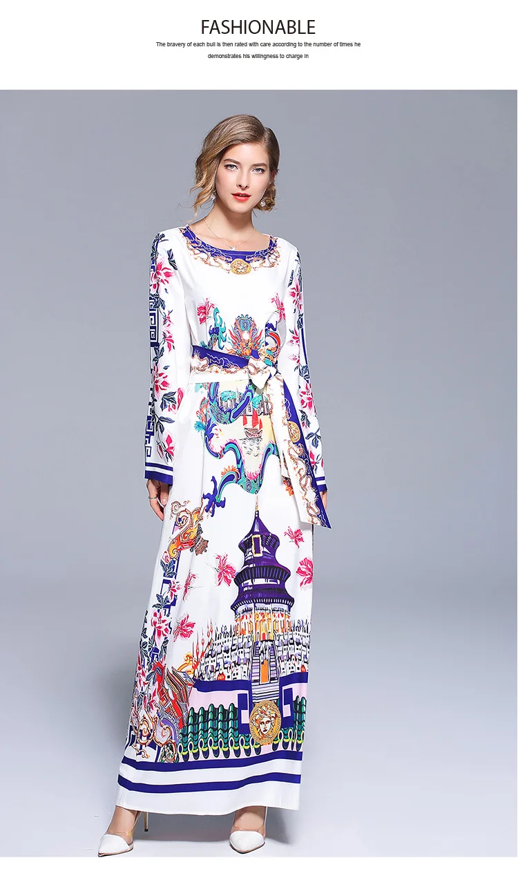 Женское модельное платье с расклешенным рукавом Длинное свободное длинным