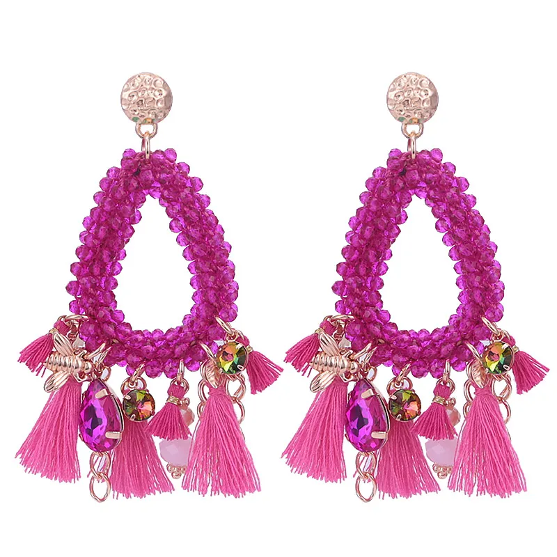 Rose Sehuoran Oorbellen Pendientes Mujer Moda Висячие серьги для женщин Boho Pendientes хрустальные бусины ручной работы модные ювелирные изделия - Окраска металла: Rose