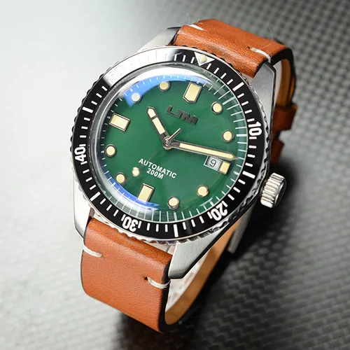 green Мужские винтажные часы для дайвинга San Martin Sixty-Five, автоматические часы из нержавеющей стали 200, водостойкие мужские часы, модные - Цвет: green