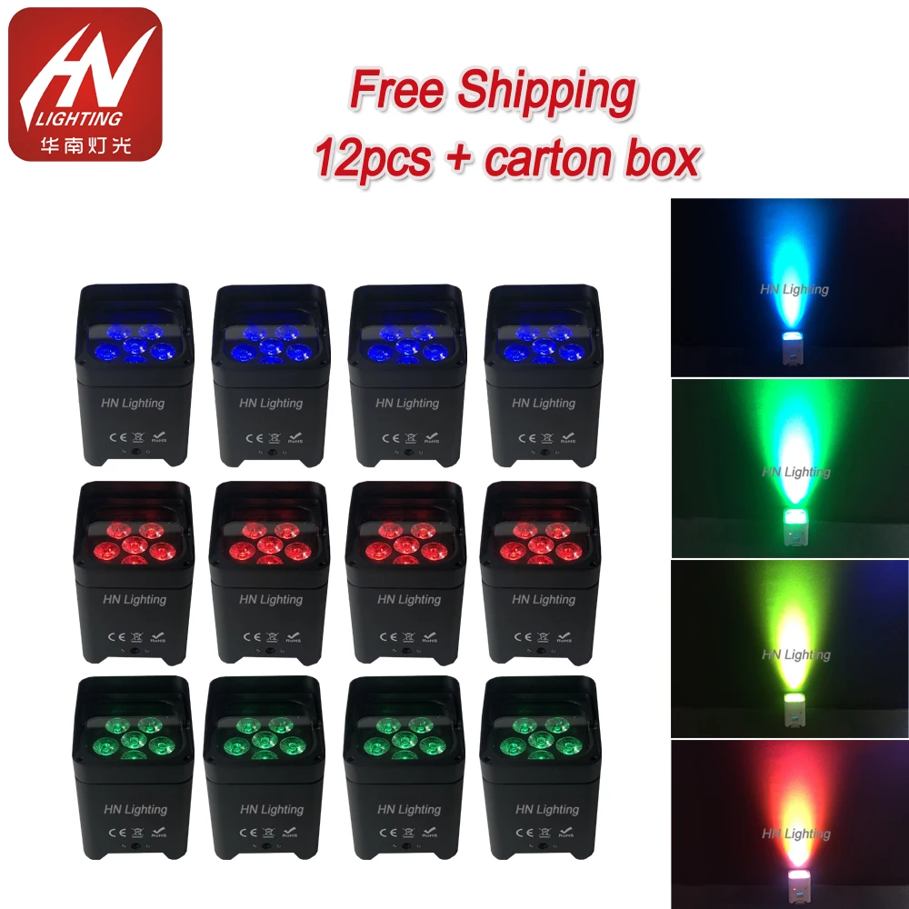 12 шт. беспроводные светодиодсветодиодный светильники DMX 6*18 Вт RGBWA UV 6 в | Отзывы и видеообзор