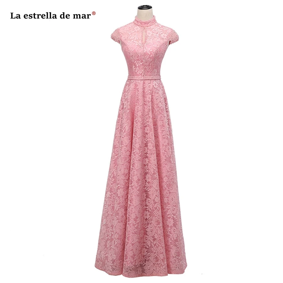 Robe demoiselle d'honneur 2021 Новый высоким кружевным воротником женское кольцо на спине