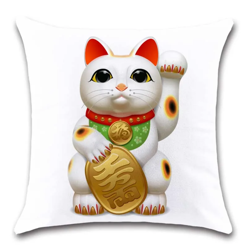 Lucky Fortune cats белая наволочка украшение домашний диван магазин ресторан кресло, автомобильное сиденье дети спальня друг подарок наволочка