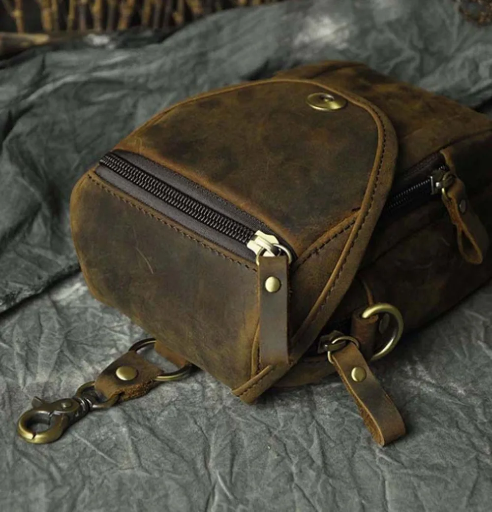 Для мужчин Винтаж Crazy Horse Натуральная кожа пакет Фанни Талии Сумка Crossbody | Багаж и