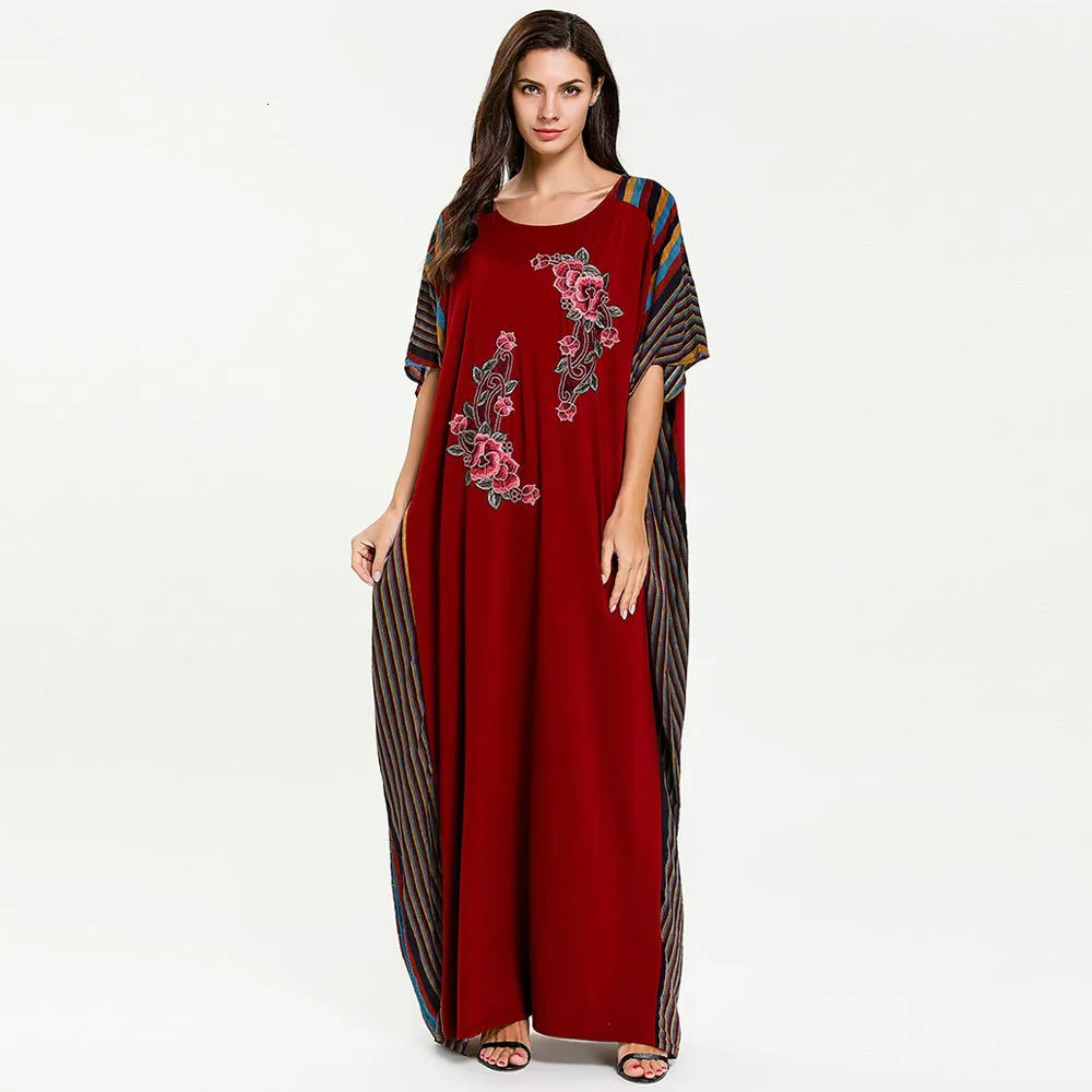 Женская мусульманская ночная рубашка длинная Abaya Дубай вышивка рукав летучая