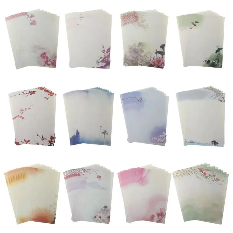 

16Pcs/pack Beautiful Chinese Style Letter Paper Ink Painting Writing Students Stationery Office Tools