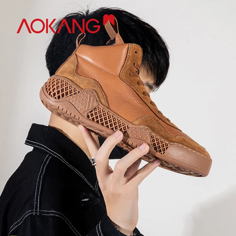 AOKANG/2019 г. летняя повседневная обувь мужская из натуральной кожи дышащая легкая на