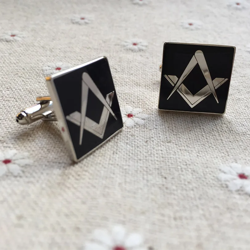 

50pairs Square and Compass without G Freemason Masonry Sleeve Buttons Masons Cuff Link Metal Craft Masonic Black Cufflinks