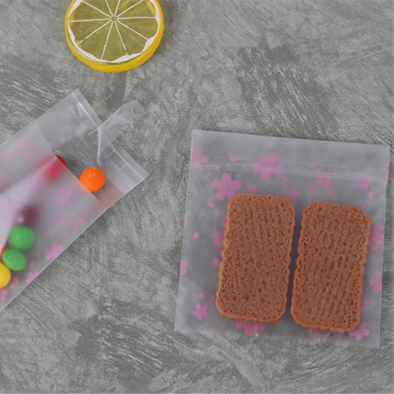 100 ⑤ упак. розовый Сакура Пищевой OPP самоклеющиеся пластиковые пакеты конфеты