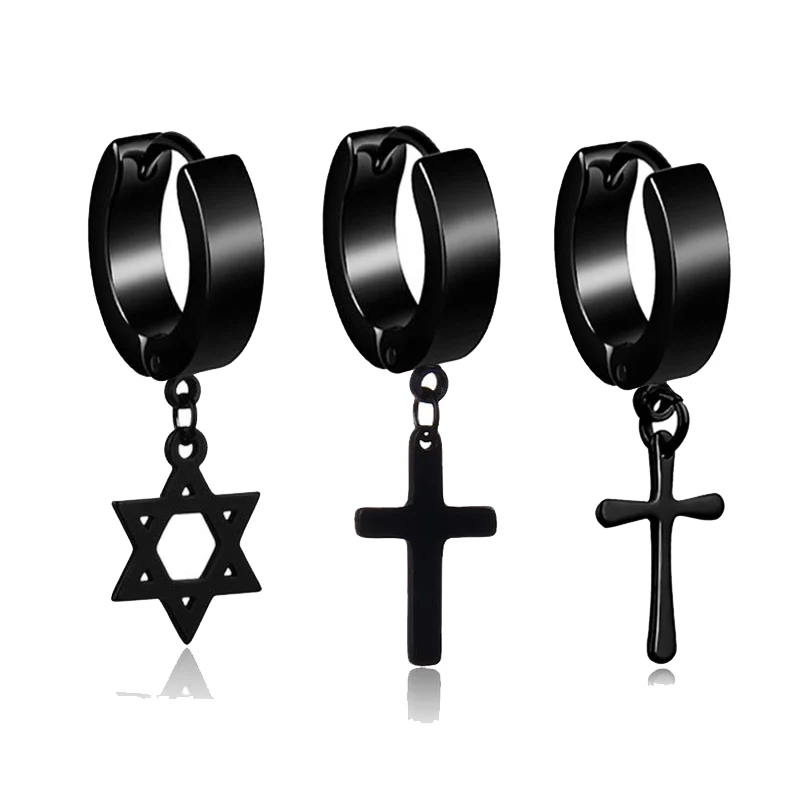 1 пара гексаграмма Крест кисточкой серьги для мужчин виде незаполненного круга