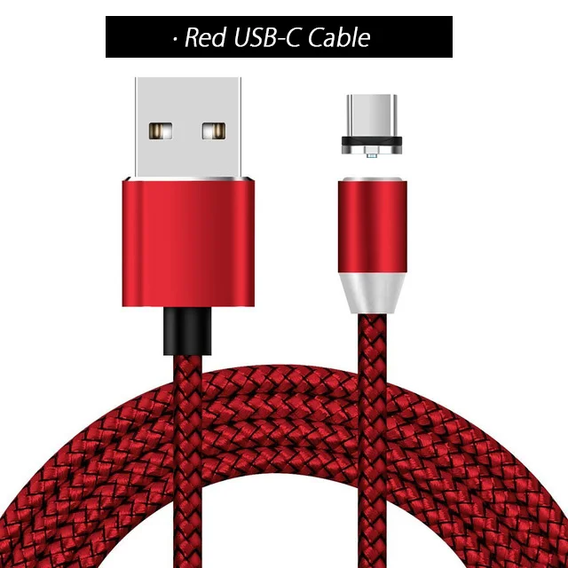 Red USB-C Реверсивный Магнитный Кабель зарядного устройства микро-usb для Meizu Xiaomi Mi 9 мобильный телефон usb type Tipo C Магнитный провод для зарядки 2 м 1 м - Цвет: Red USB-C