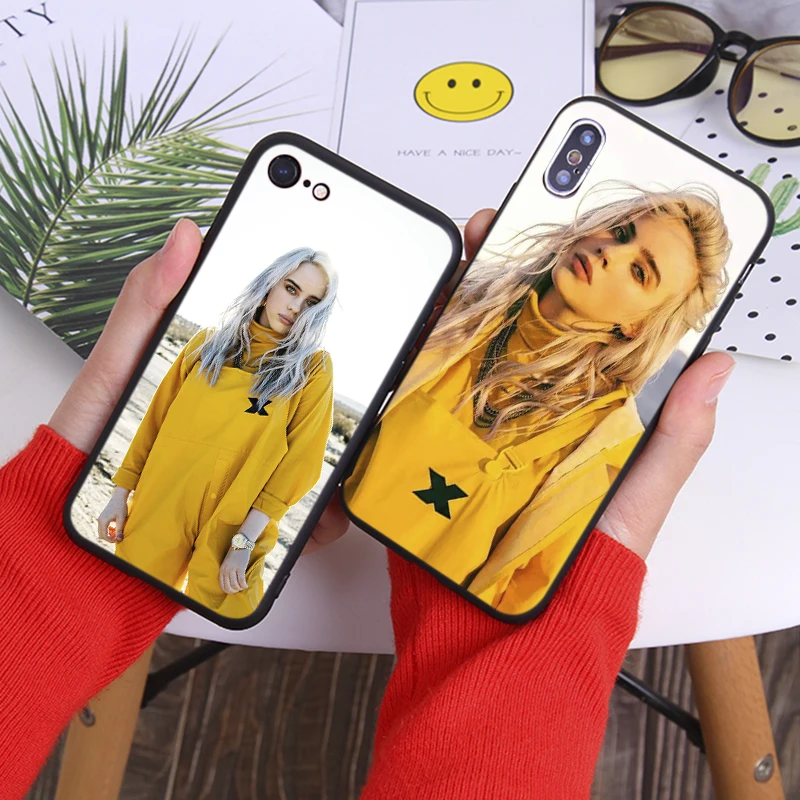 Музыкальный певец звезда Billie Eilish rainbow blohsh Мягкий силиконовый чехол для телефона