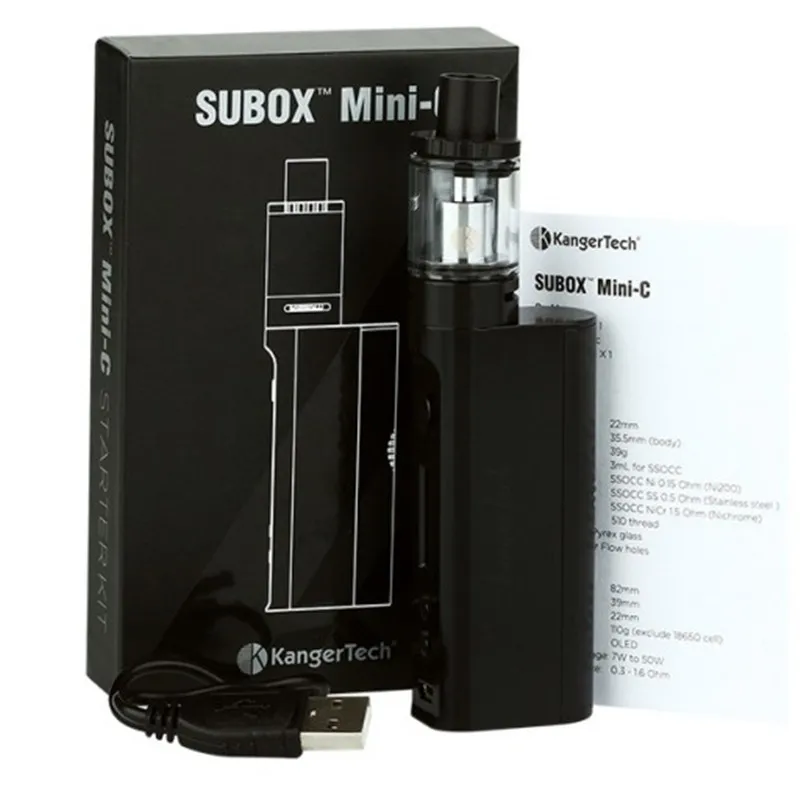 100% оригинал KangerTech Subox мини C Starter Kit 50 Вт KBOX поле Mod vape Protank 5 распылитель SSOCC|Системы