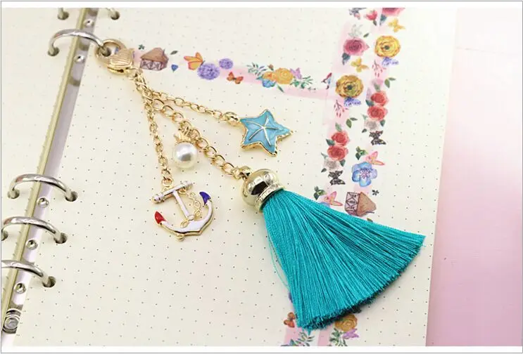 

Lovely deer flamingo starfish Metal Exquisite Pendant Tassels Decoration Handbook Planner Loose-leaf notebook Chain Accessories