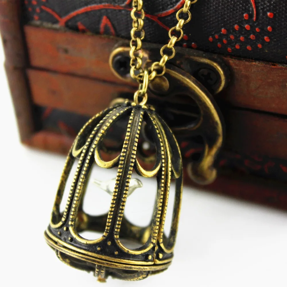 2015 Бесплатная доставка Новое Ретро цветное Птичье колье с кулоном в виде клетки