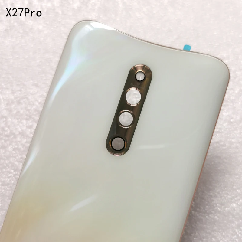 

New Tempered Glass Back Cover For Vivo X27 Pro Spare Parts Back Battery Cover Door Housing + Camera frame + Flash cover