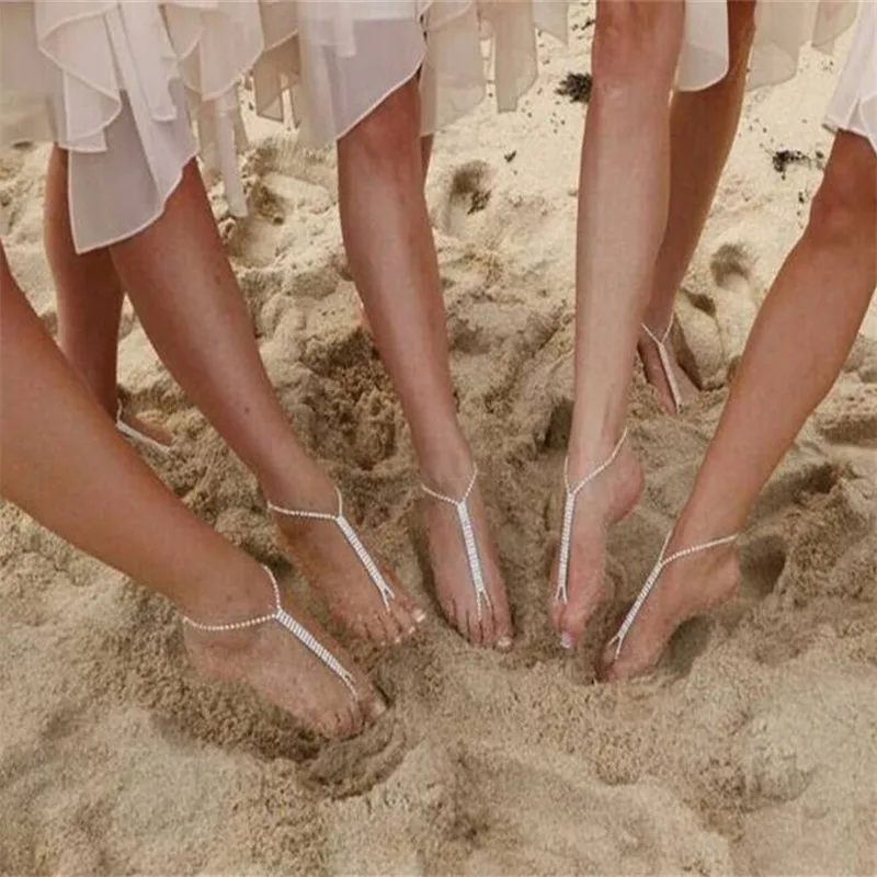 

Fashion simple beach stretch anklet with rhinestone design