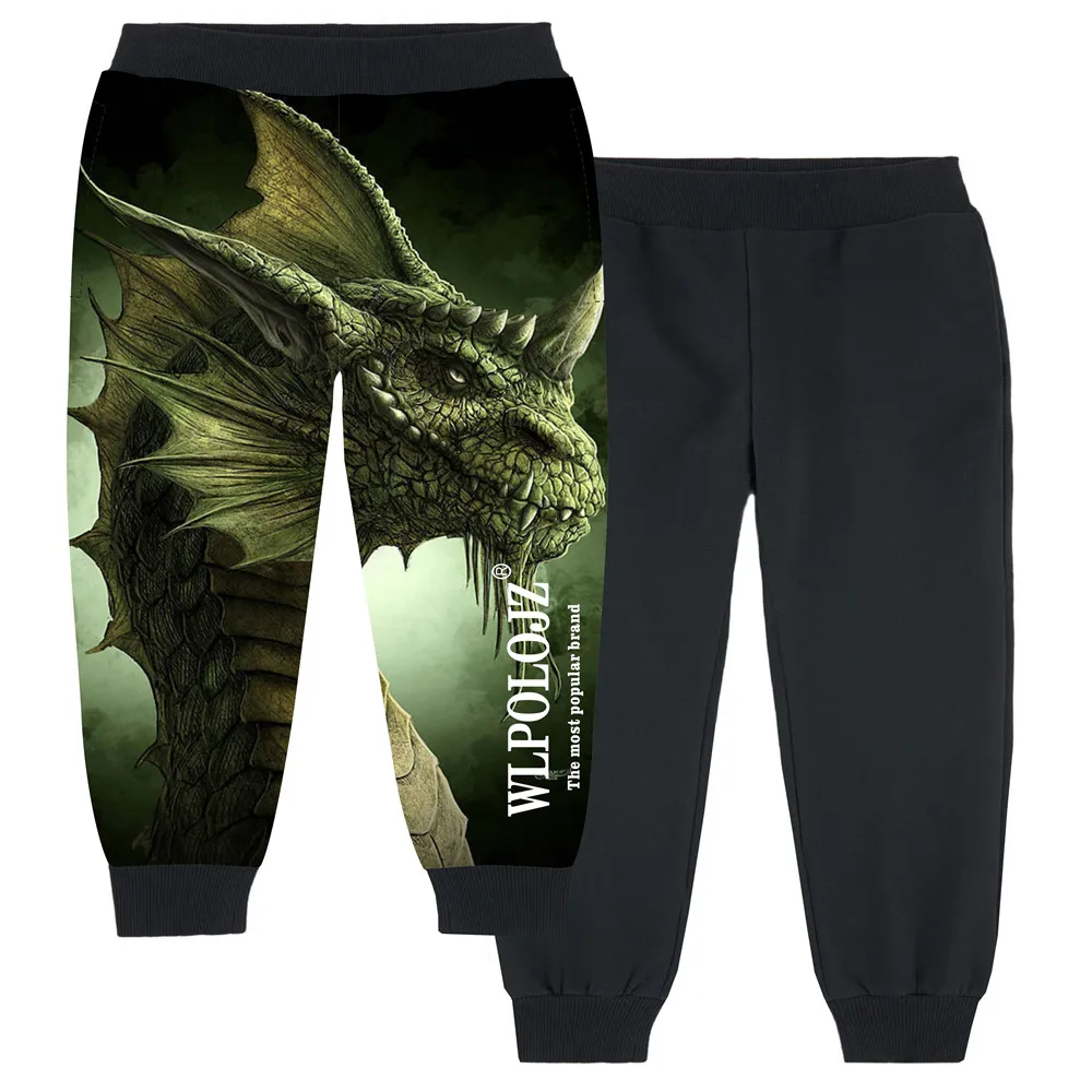 Шаровары для мальчиков спортивные штаны с принтом динозавра осенне зимние