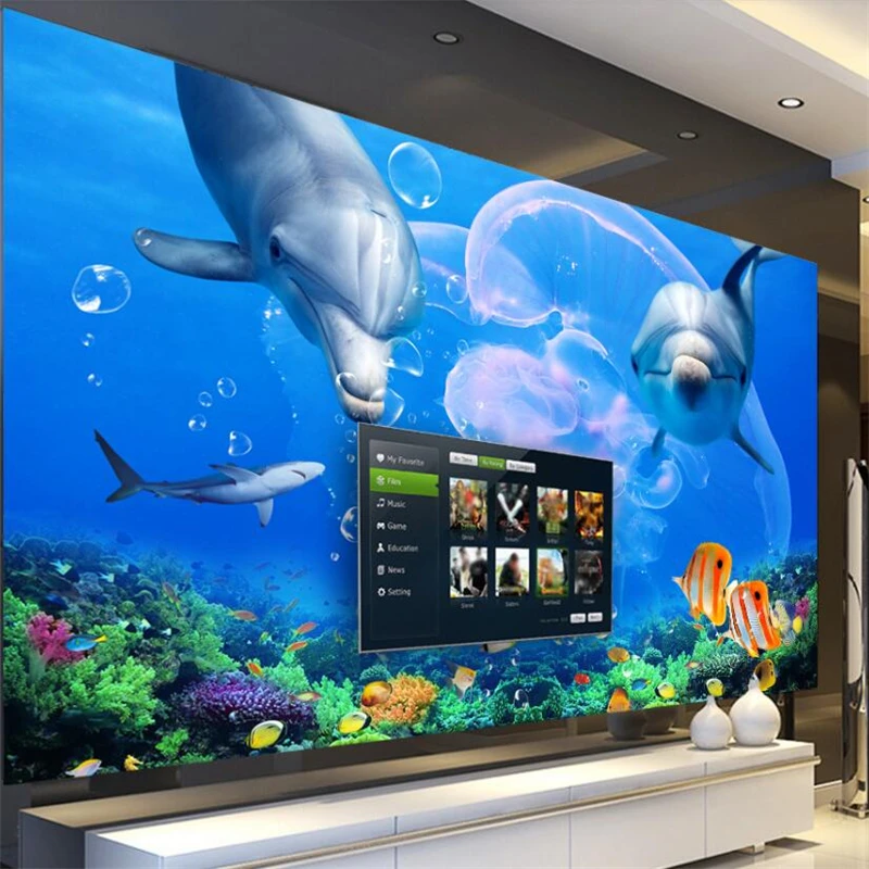 Wellyu Dolphin Great White подводный мир Акула TV Большое Настенное панно на заказ зеленые