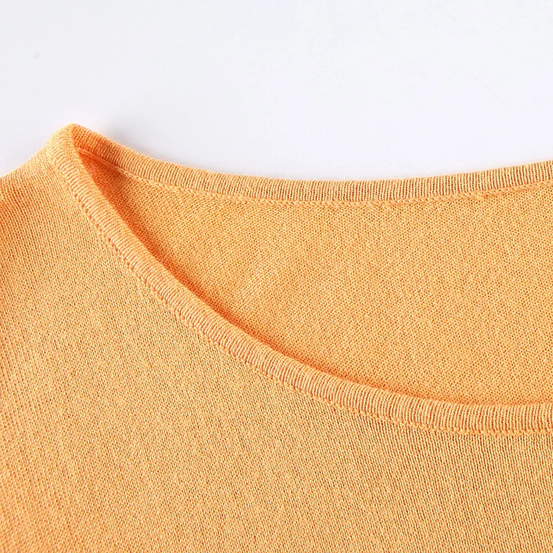 Весенний Новый женский базовый свитер XIKOI три четверти вязаный Однотонный