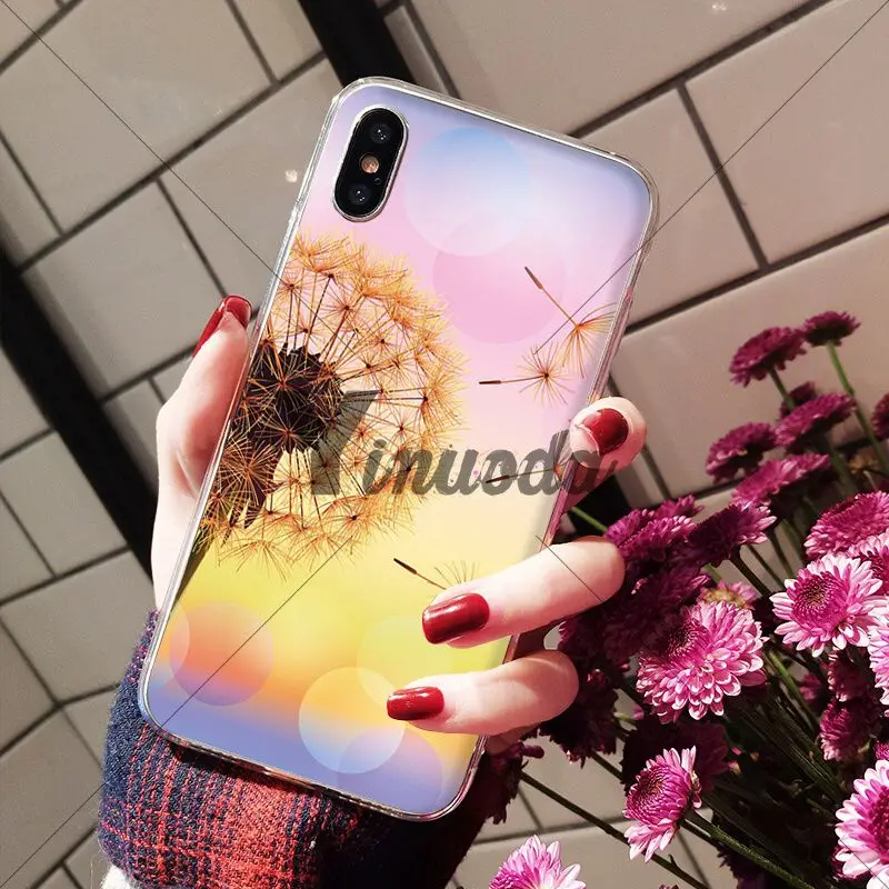 Yinuoda красивый цветочный Одуванчик TPU чехол для телефона Apple iPhone 8 7 6 6S Plus X XS MAX 5 5S SE XR