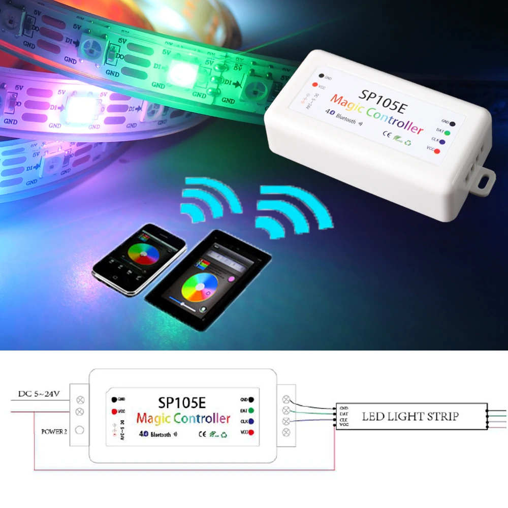 DC 5 24V SP105E RGB волшебный контроллер Bluetooth 4 0 Поддержка IOS/Android приложение для WS2811 WS2812