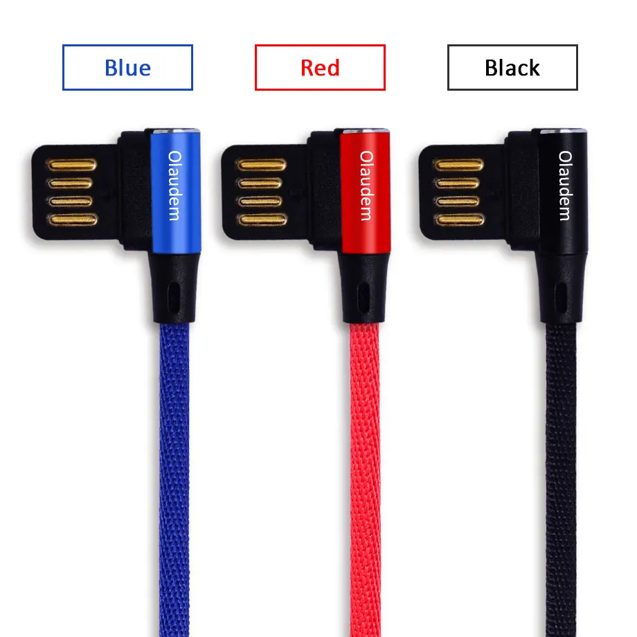 Olaudem мобильный телефон кабели микро-usb кабель быстрой зарядки Нейлон Micro USB 90