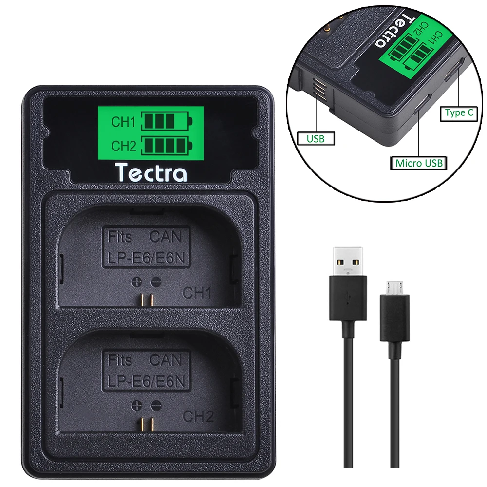 2PCS LP-E6 LPE6 lp-e6n battery for Canon EOS 5D Mark IV 5D2 5DS R II 2 III 3 6D 60D 60Da 7D 7D2 7DII 70D+LCD USB Charger | Электроника