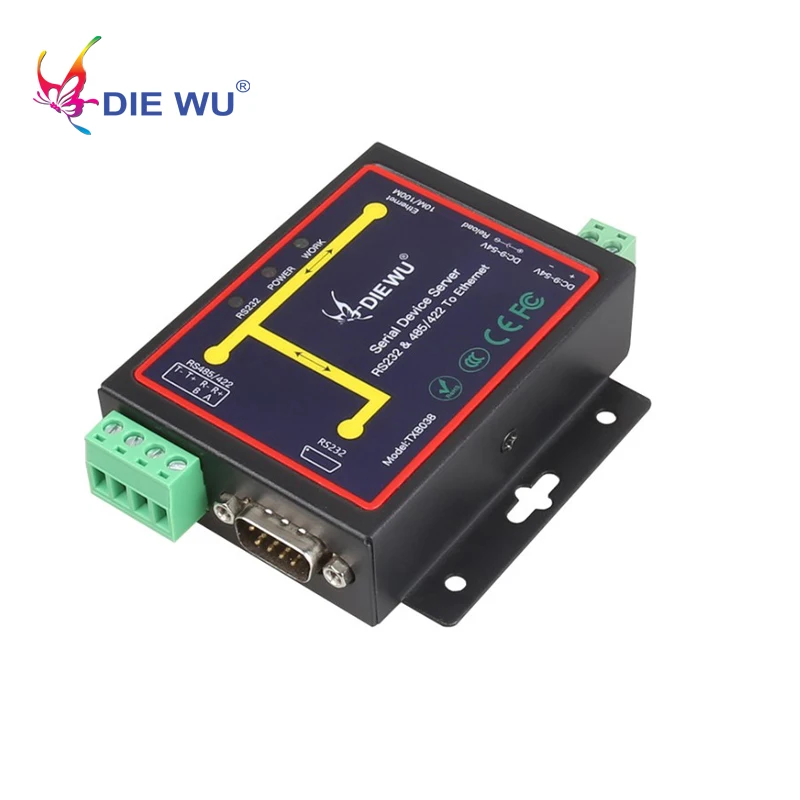 RJ45 к RS232 RS485 промышленный Мужской конвертер TCP/UDP Серийный серверу устройств