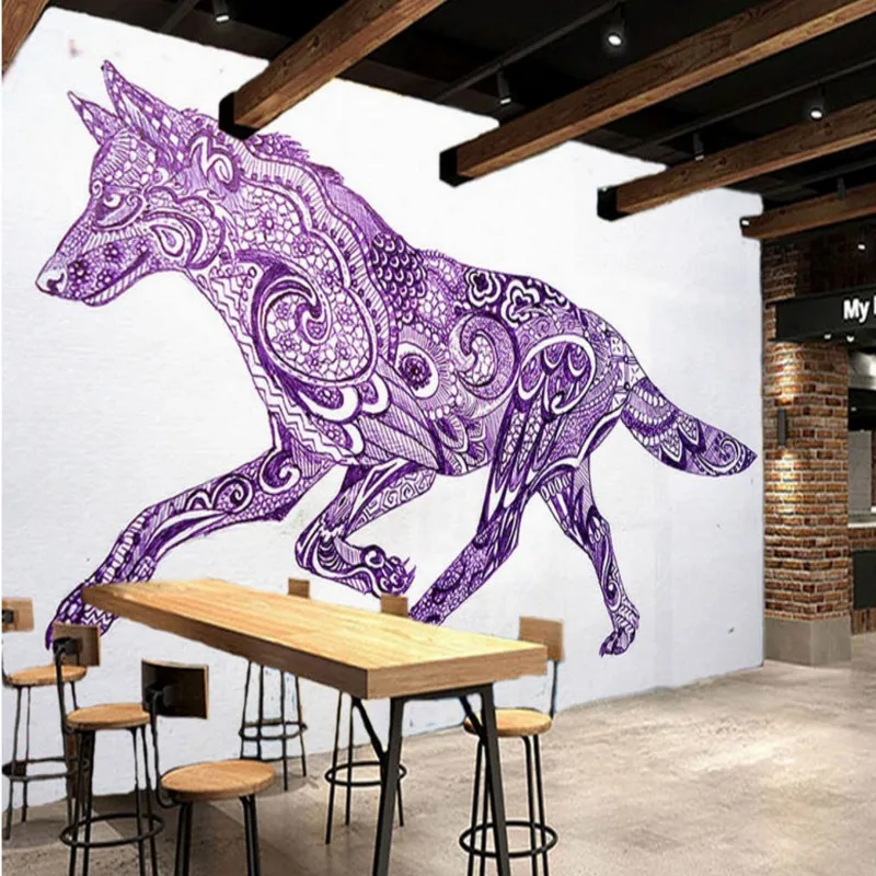 Фото обои современный минималистичный пользовательский Синий Волк собака