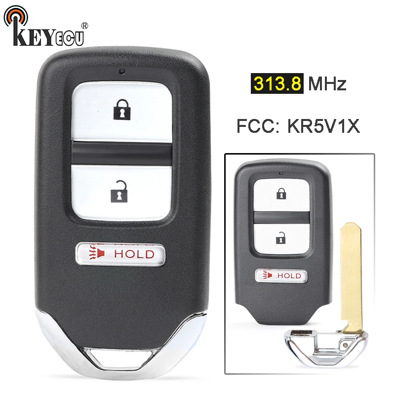 KEYECU 313.8MHz ID47 FCC: KR5V1X A2C80084900 , ACJ932HK1210A Smart 2+1 3 Button Remote Car Key Fob for Honda HR-V Crosstour Fit
