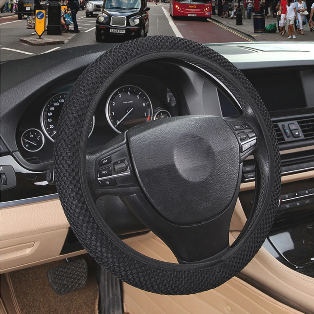 Новинка 2018 нескользящий прочный Чехол рулевого колеса автомобиля сэндвич ткань