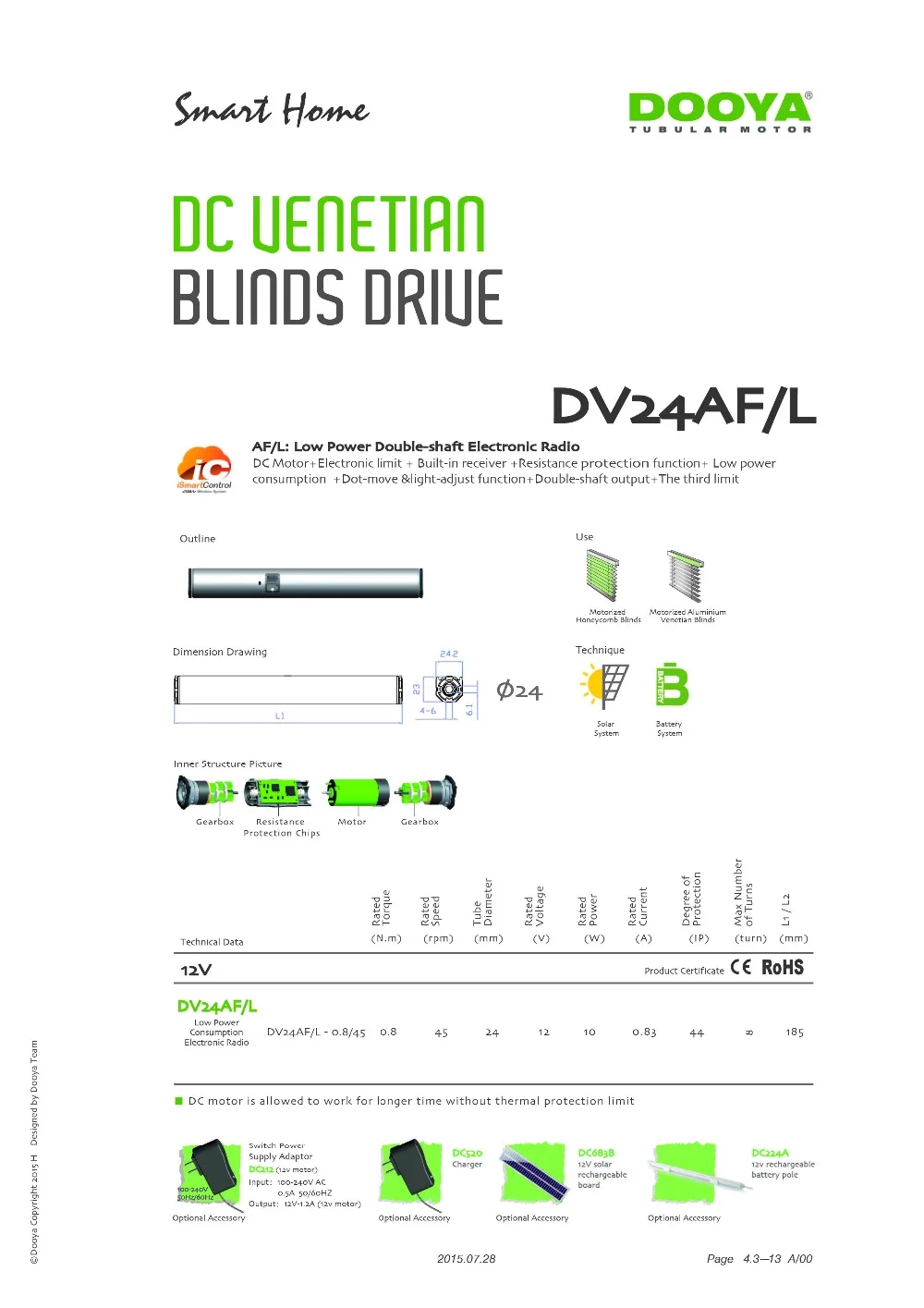 Dooya Венецианский двигатель DV24CE/L 0.6N/45r DV24AF/L 0.8N/27r управление излучателем для жалюзи
