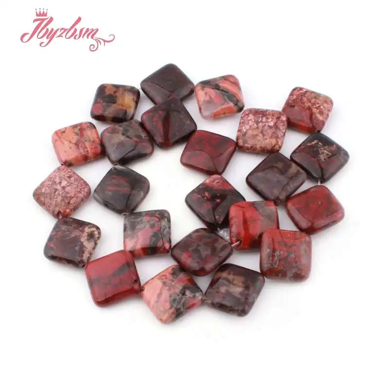 Multicolor Jasper 15 мм натуральный флюоритовый кварц Родонит Агаты квадратный ромб камень бусины для DIY ожерелье ювелирных изделий Свободные 1" - Цвет: Multicolor Jasper