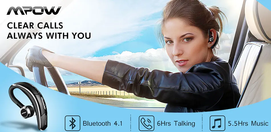 Mpow EM1 одиночные Bluetooth 4,1 Наушники Беспроводные Мини невидимые наушники в ухо бизнес вкладыши портативные наушники с микрофоном/Чехол