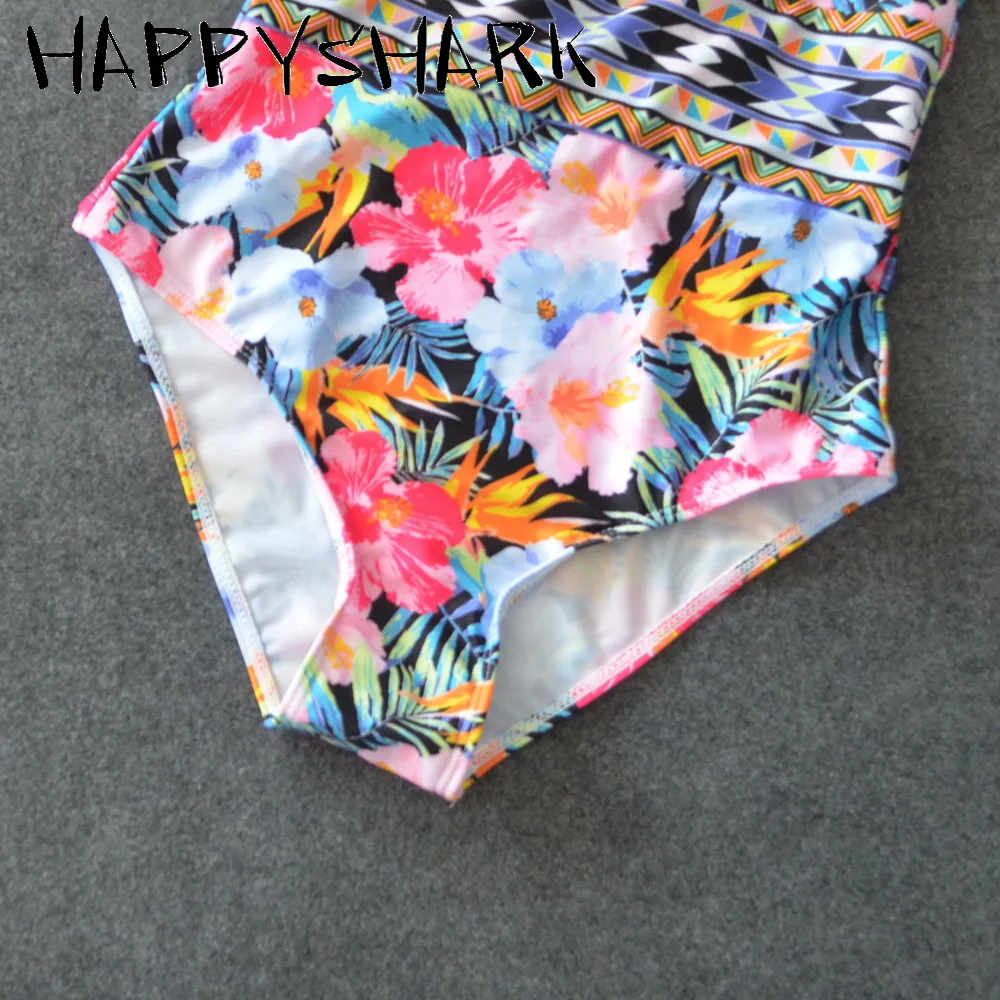 Новинка 2018 женские купальники HAPPY SHARK винтажный слитный купальник с цветочным