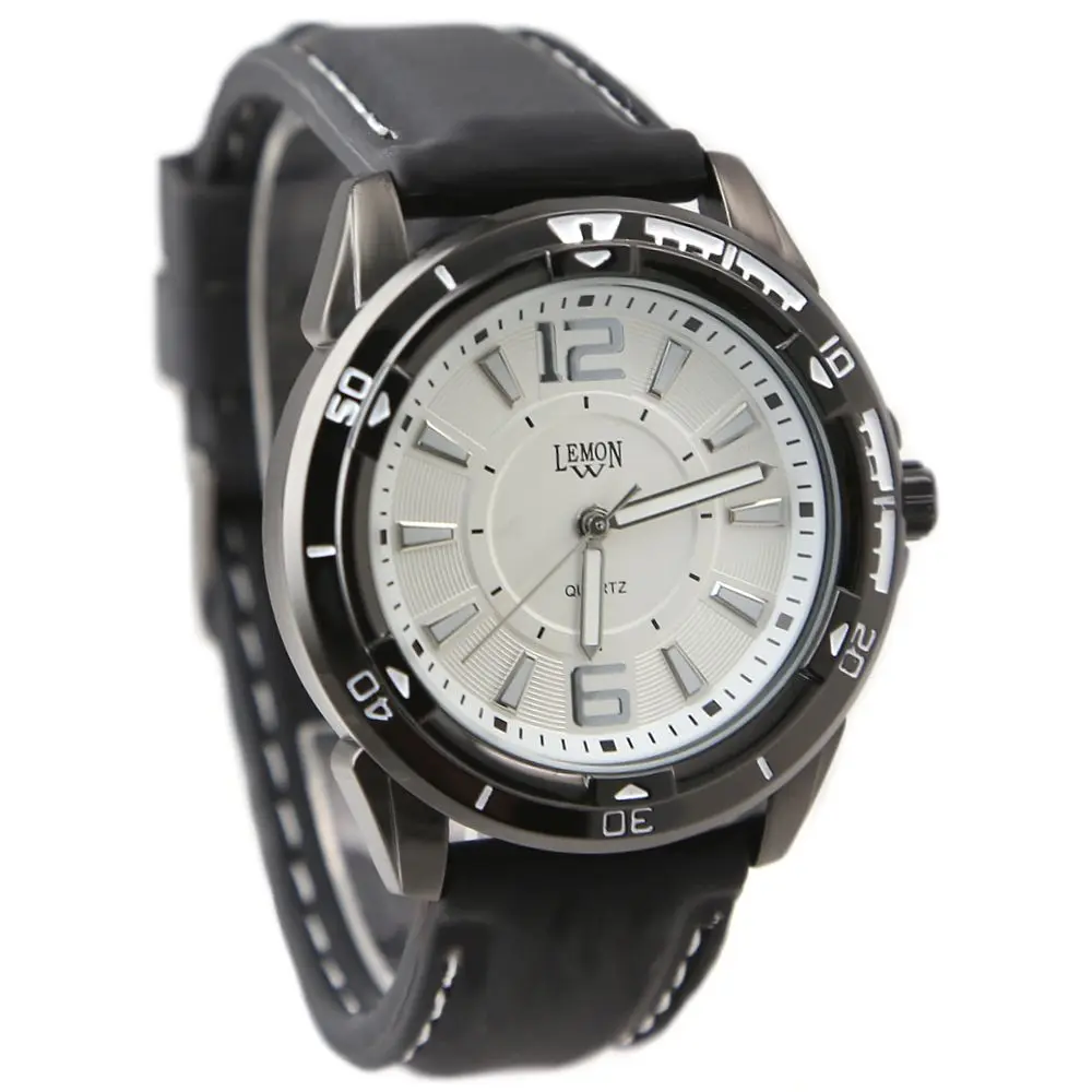 Кварцевые наручные часы унисекс аналоговые круглые японские Miyota 2035 черные