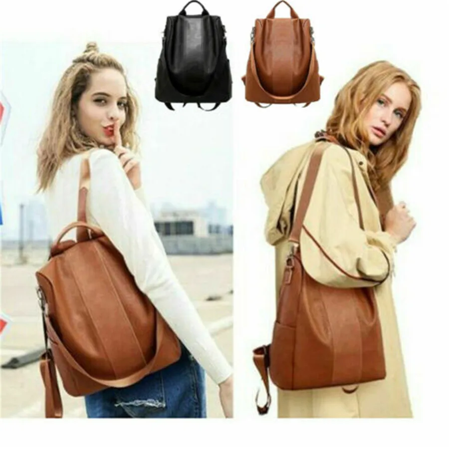 2019 Brand New Style Women’s Leather Backpack Anti-Theft Rucksack School Black Brown | Багаж и сумки