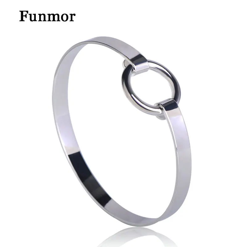 Funmor Круглый круглый широкий браслет медный для женщин и мужчин ручная бижутерия