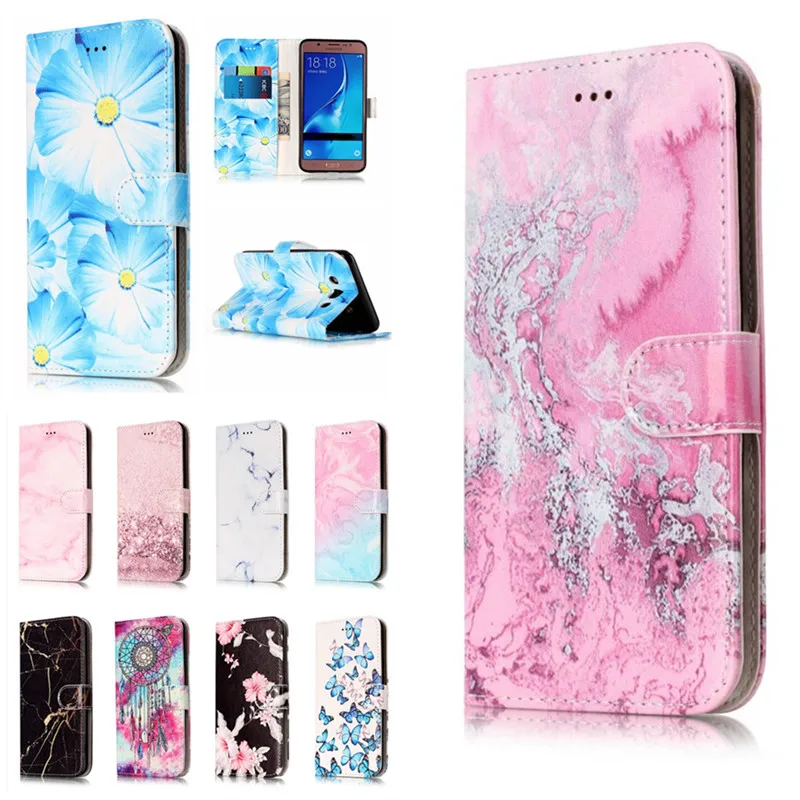 J5 2015 Чехлы Etui для Samsung Galaxy 2016 2017 Coque текстура гранита мрамора розовый кошелек мешки