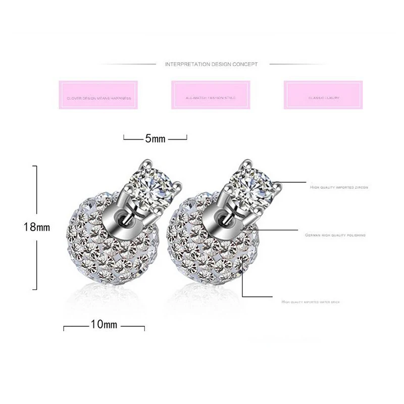 Женские серьги-гвоздики с кристаллами серебряное покрытие | Украшения и