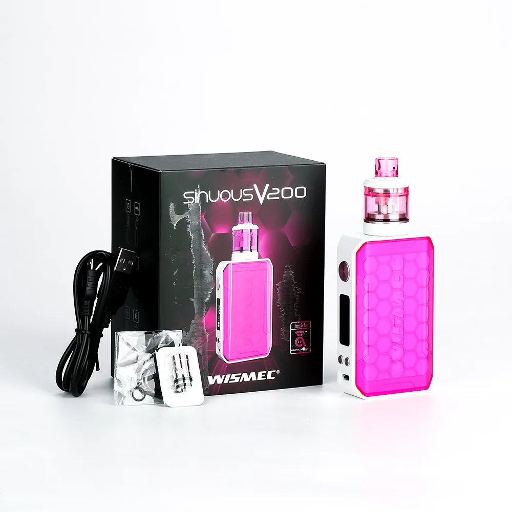 New Original 200W WISMEC SINUOUS V200 TC Kit with 2ml/3ml Amor NSE Tank &amp Child Lock MTL DL Vape No 18650 Battery Box Mod | Электроника